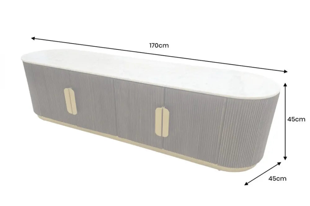 Comoda TV din Marmura Alb si Lemn de mango/Metal Maro/Auriu L170xH45cm GATSBY