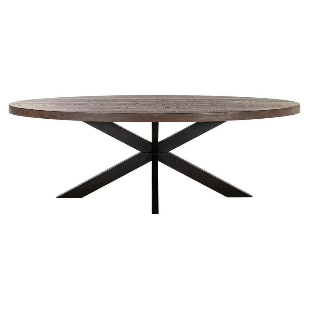 Masa ovala din Metal Negru si Lemn de stejar Maro H76xL235cm Watson