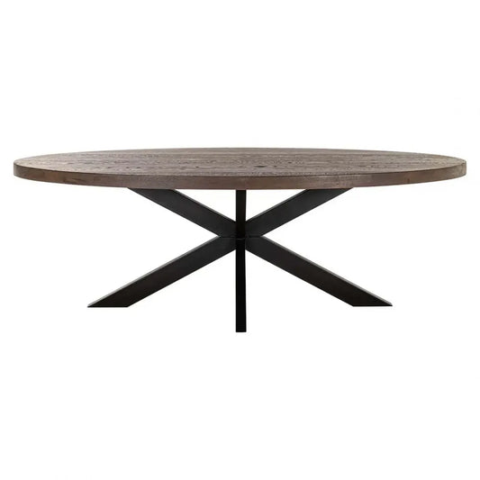 Masa ovala din Metal Negru si Lemn de stejar Maro H76xL235cm Watson