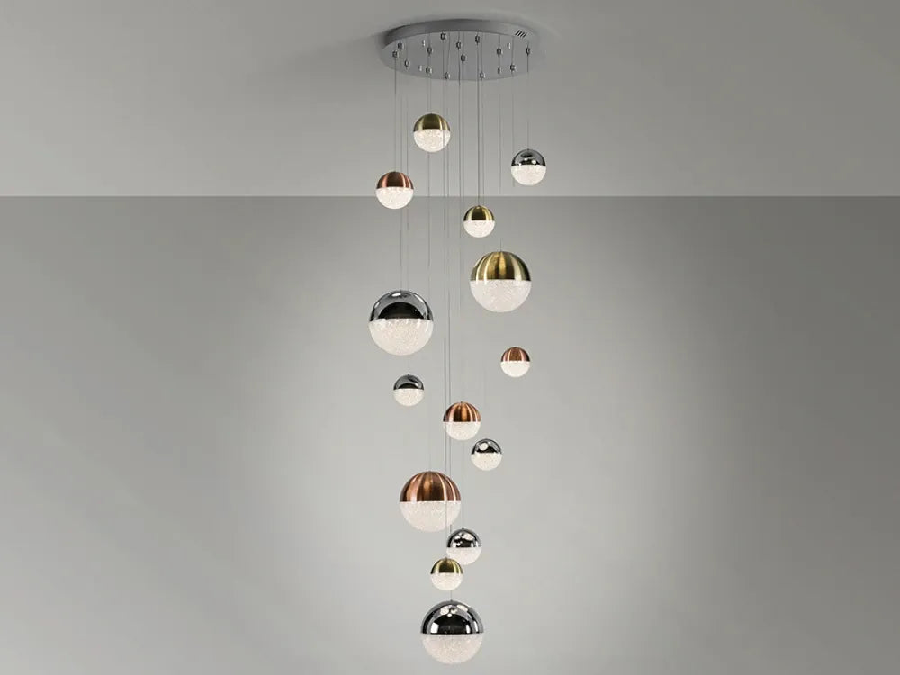 Lustra din Metal Crom si Policarbonat Multicolor 78.60W D60xH500cm Sphere