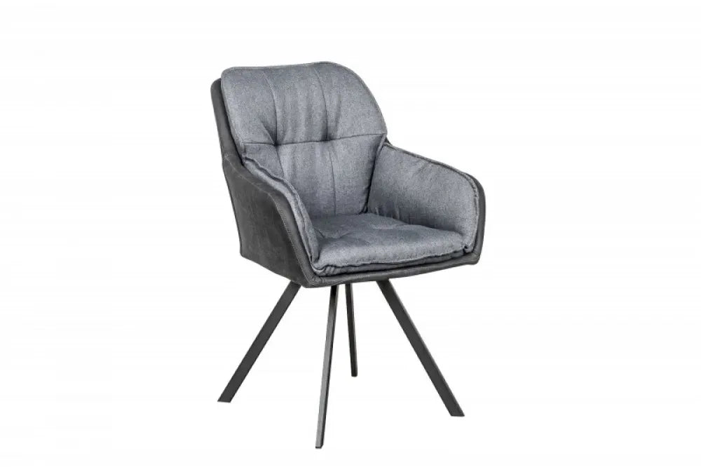 Scaun pivotant tapitat cu Microfibra Gri cu picioare din Metal Negru H85xL63xA62cm Lounger