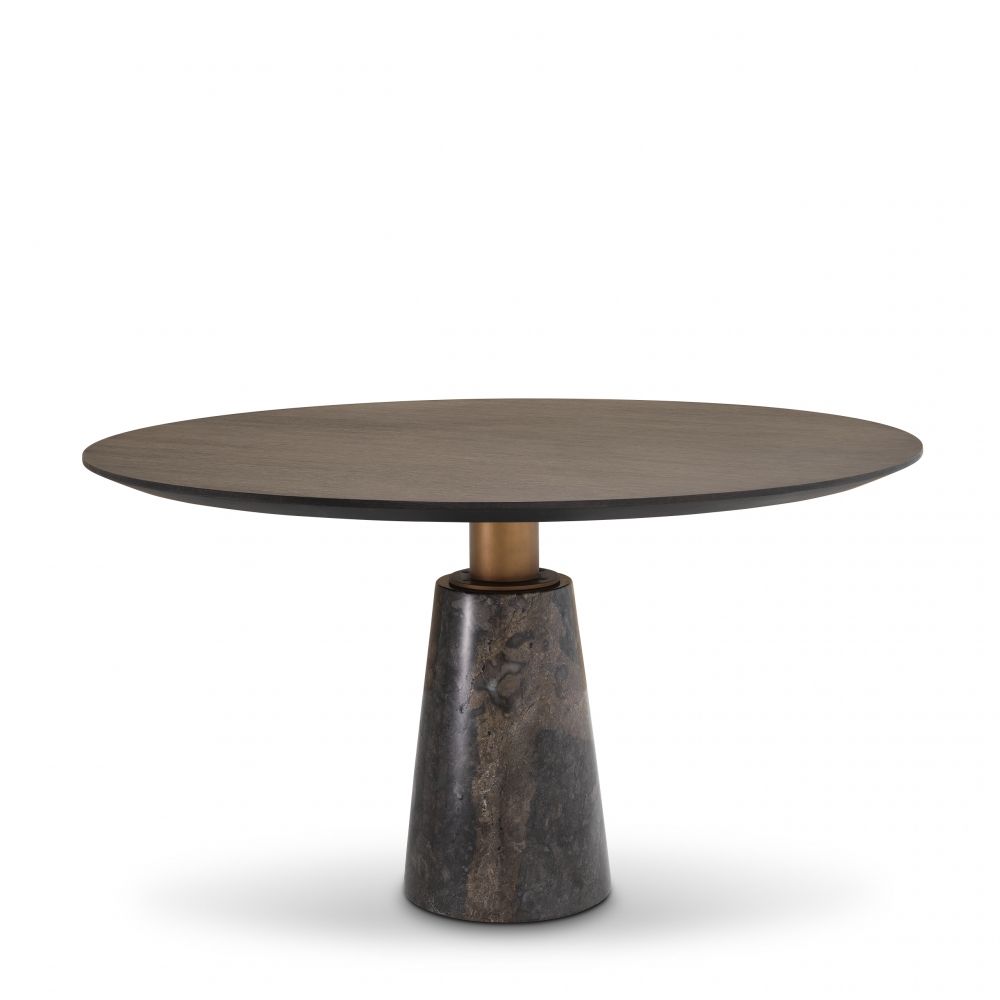 Masa Rotunda Genova Eichholtz din Furnir de stejar si Marmura Maro/Maro de 4 persoane D120xH77cm