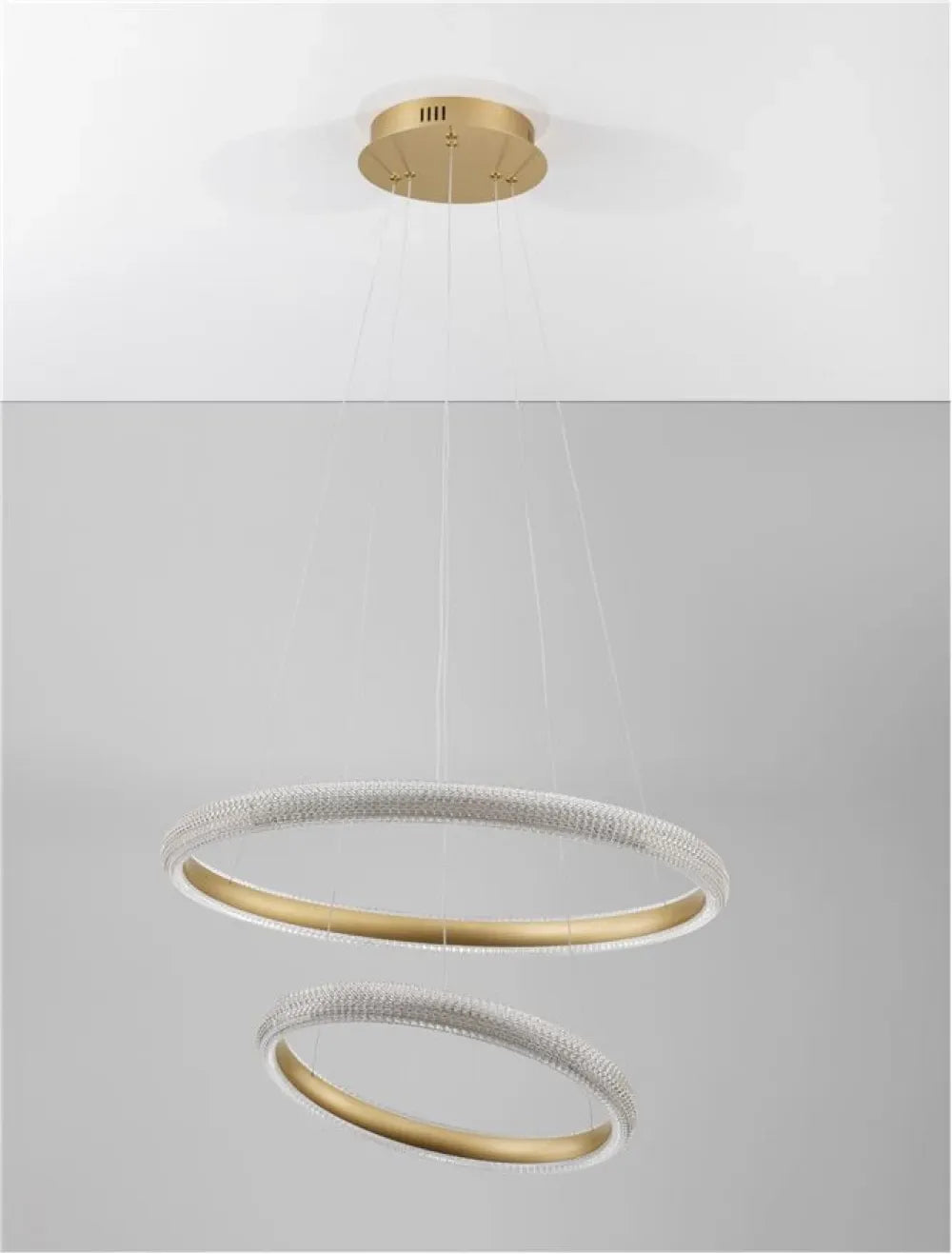Candelabru structura din Aluminiu Auriu si abajur din Acrilic Transparent H120xL59cm IP20 41.5W 3500lm 3000k MEDORA