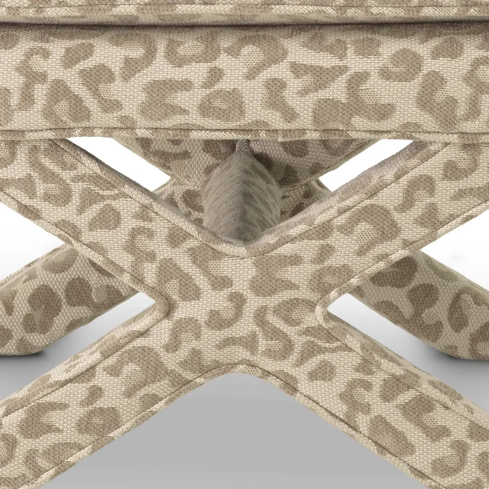 Taburet tapitat cu Stofa leopard Bej L62xA46xH50cm Cordoba Eichholtz