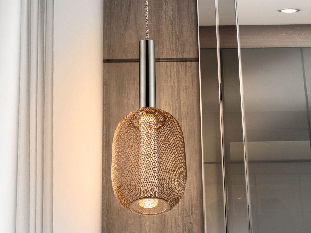 Pendul cu inaltime reglabila din Metal Auriu cu LED D13xH145cm Micron