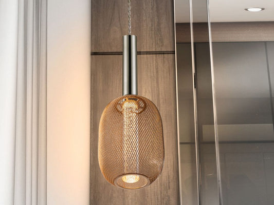 Pendul cu inaltime reglabila din Metal Auriu cu LED D13xH145cm Micron