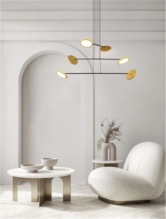 Candelabru structura din Metal Negru/Auriu si abajur din Acrilic Alb H120xL100cm IP20 47W 4306lm 3000k SCOPE