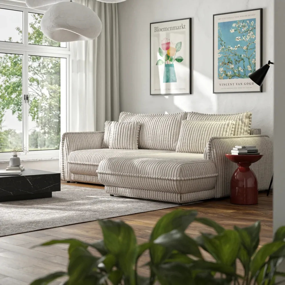 Coltar extensibil cu spatiu depozitare din Corduroy Crem Mojave I