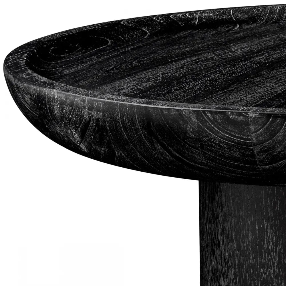 Masuta laterala Rotunda din Furnir Gri carbune D64.5xH46cm Rouault Eichholtz