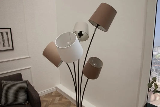 Lampa de podea din Metal Negru si Textil Bej/Maro H176xL50cm Levels