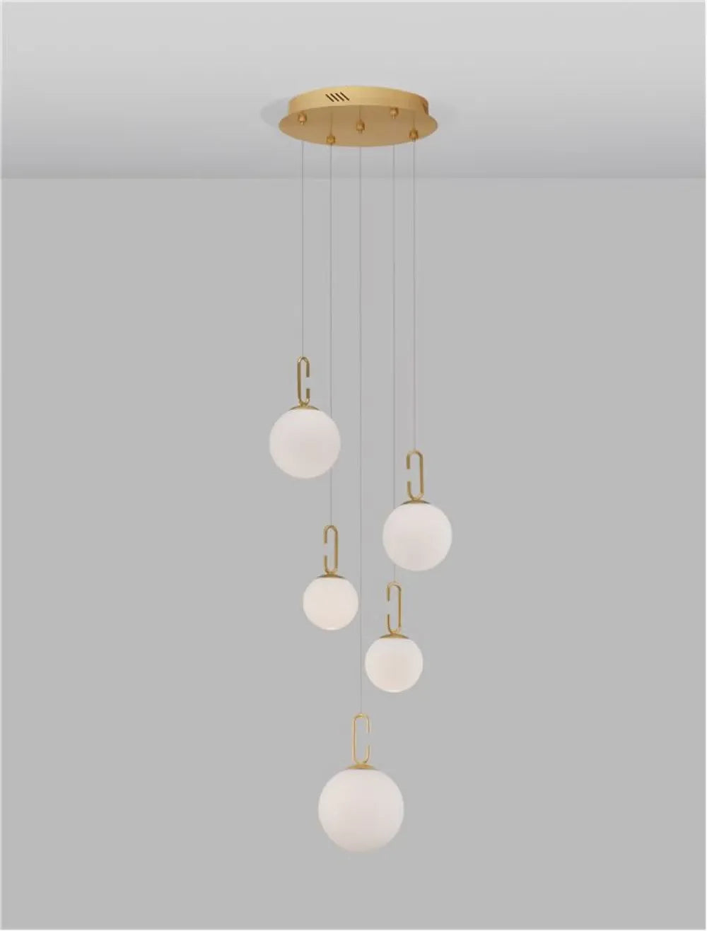 Candelabru structura din Metal Auriu si abajur din Sticla Alb H180xL42cm IP20 30W 3142lm 3000k HOOK