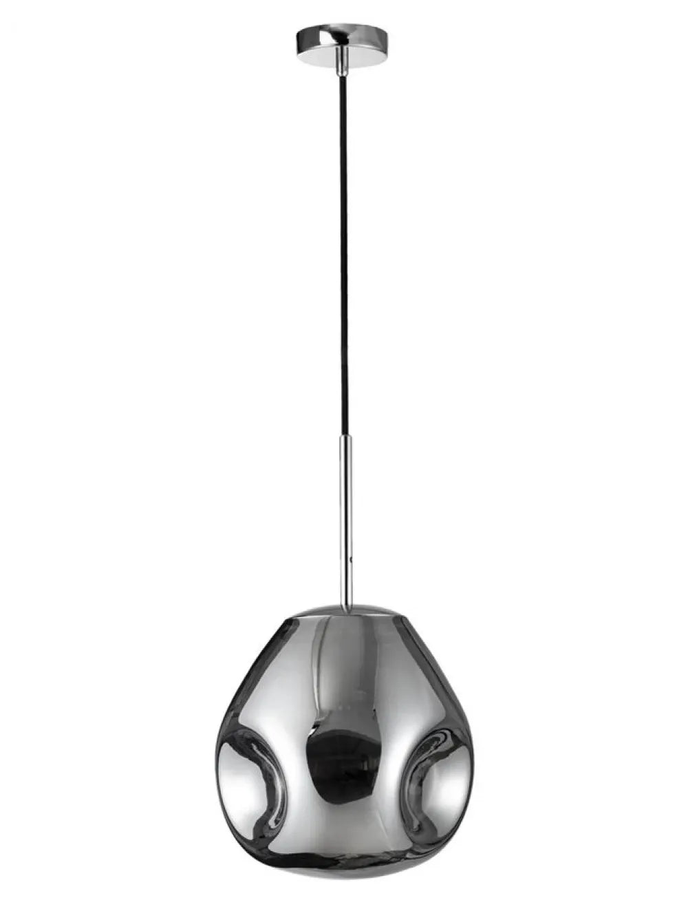 Pendul structura din Metal Argintiu si abajur din Sticla Crom H120xL25cm IP20 LAVA