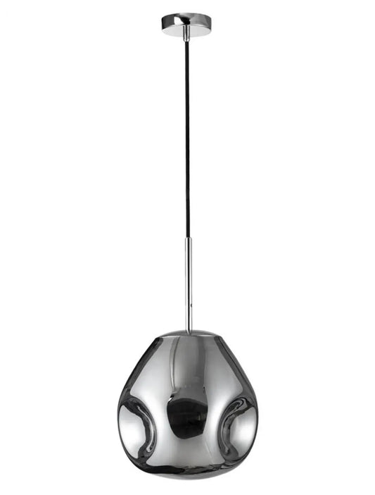 Pendul structura din Metal Argintiu si abajur din Sticla Crom H120xL25cm IP20 LAVA