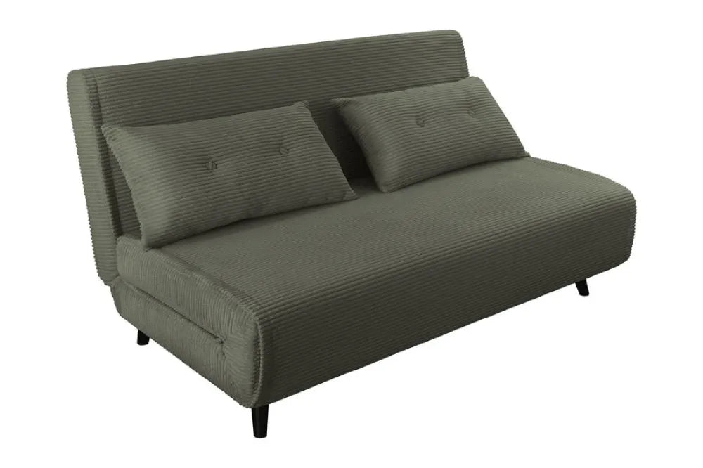 Fotoliu cu functie de dormit tapitat cu Raiat Verde si picioare din Lemn de pin Negru H83xL140xA90cm SMART MULTIFUNCTION
