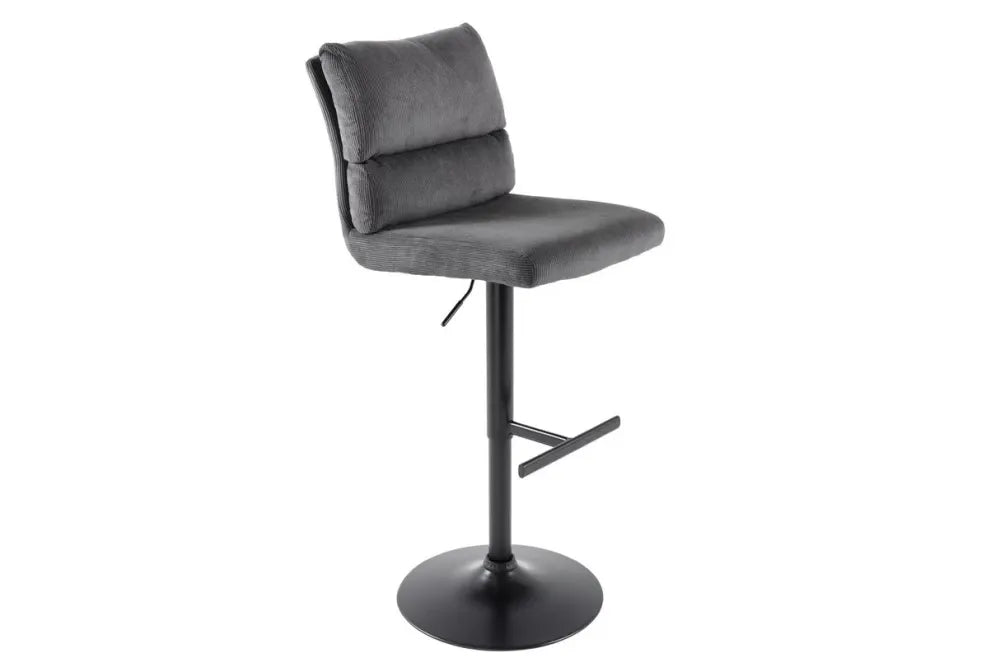Set 2 scaune de bar din Metal Negru si Catifea raiata Gri H100-121xL45cm Comfort