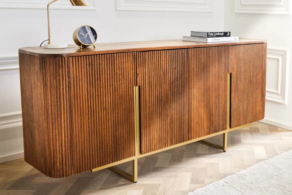 Comoda din Lemn de mango Maro si Metal Auriu L160xH75cm GATSBY