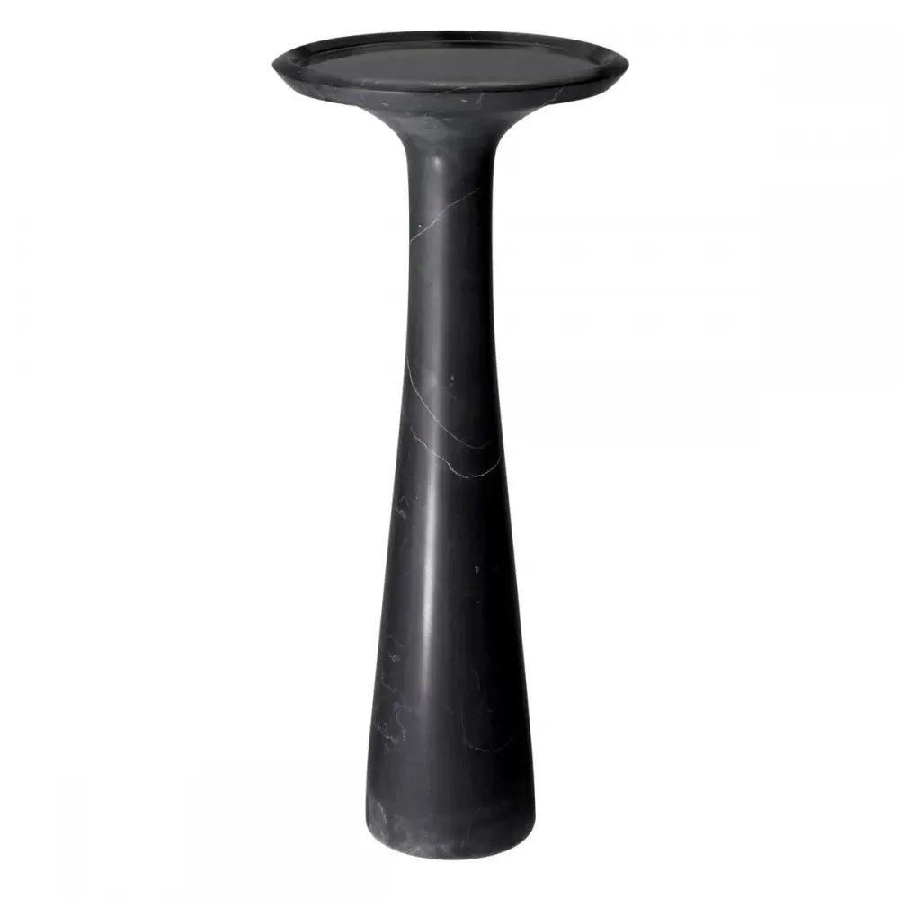 Masuta laterala Rotunda din Marmura Negru D30xH71.5cm Pompano Eichholtz
