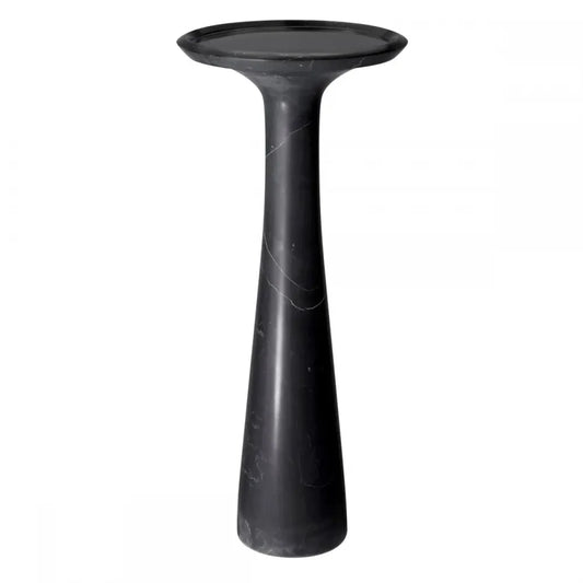 Masuta laterala Rotunda din Marmura Negru D30xH71.5cm Pompano Eichholtz