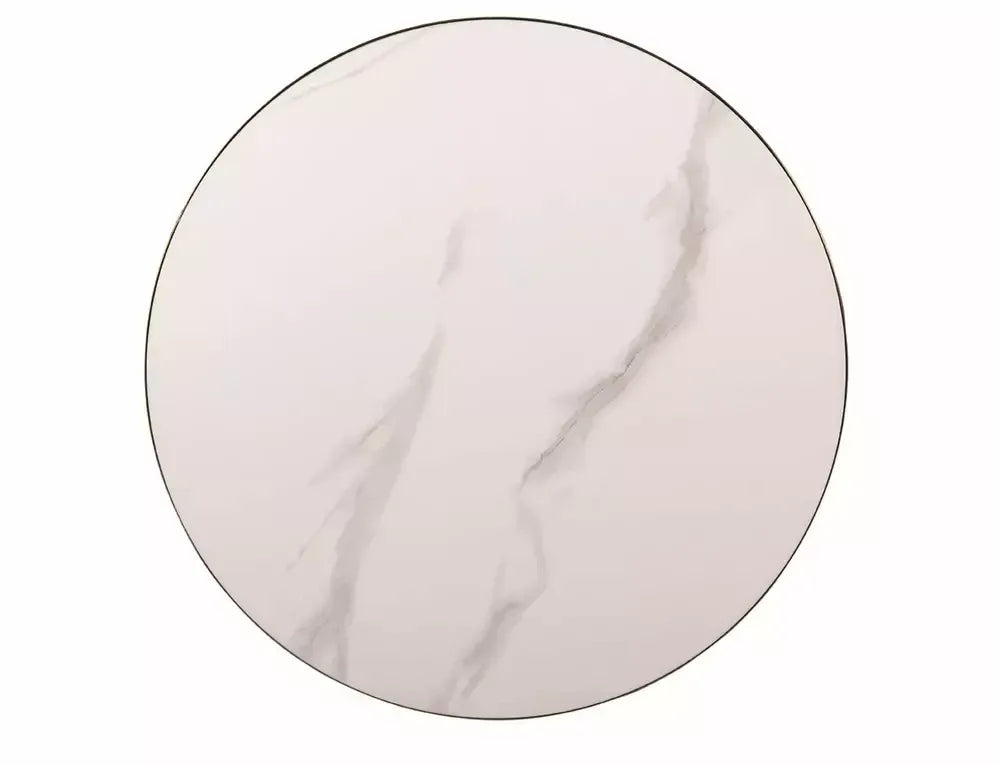 Masuta laterala Rotunda din Ceramica Alb cu efect de marmura si Metal Auriu D50xH53cm Aries