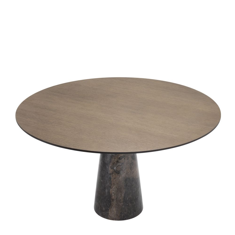 Masa Rotunda Genova Eichholtz din Furnir de stejar si Marmura Maro/Maro de 4 persoane D120xH77cm