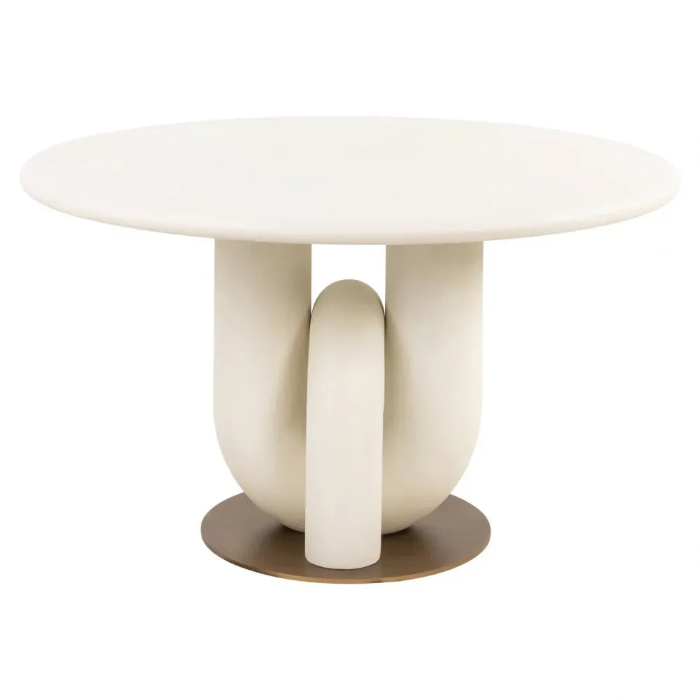 Masa rotunda din MDF/Metal Alb/Alama si MDF Alb D135xH78cm Winslow Richmond interiors