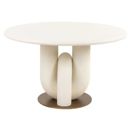 Masa rotunda din MDF/Metal Alb/Alama si MDF Alb D135xH78cm Winslow Richmond interiors