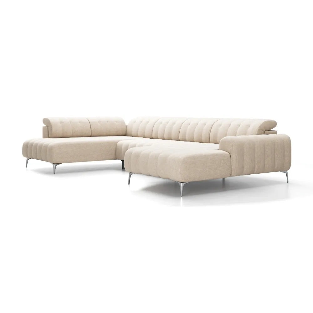 Coltar extensibil electric in forma de U tapitat cu Stofa Bej Padova III
