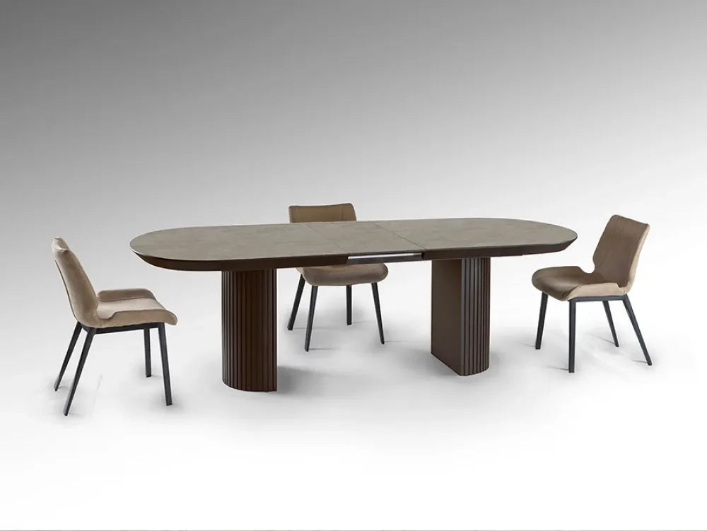 Masa extensibila din MDF Maro si MDF Cu efect de piatra L206-286xH79cm Irati