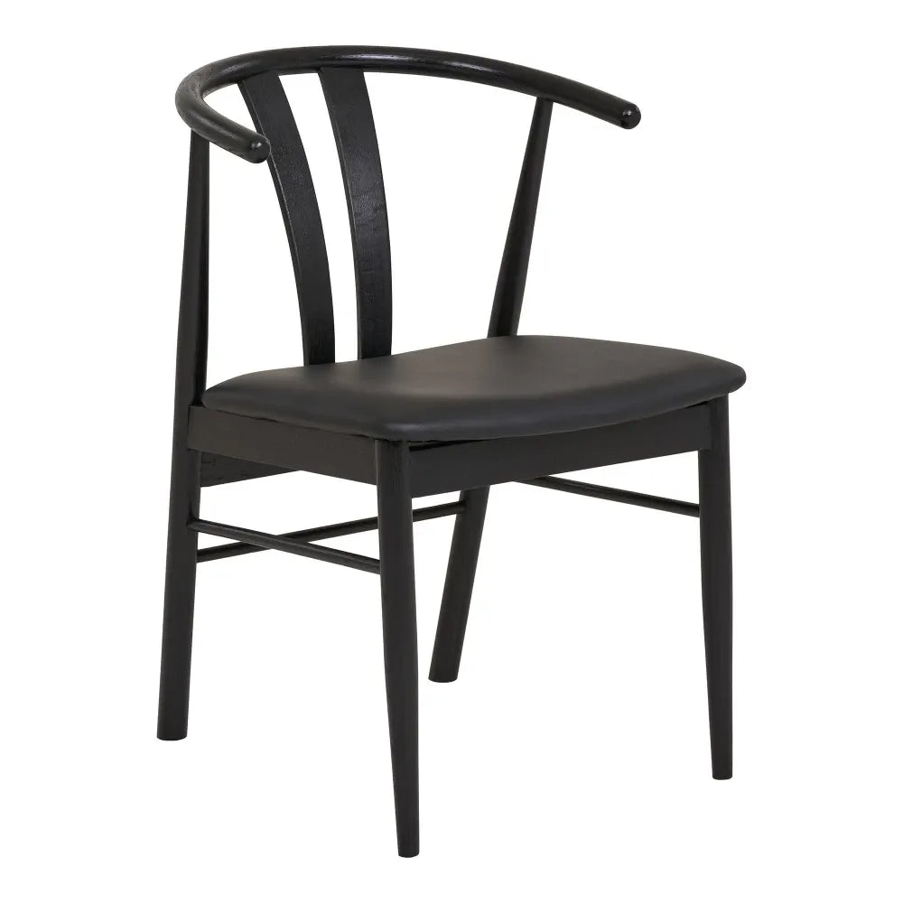 Set 2 scaune din Lemn de fag Negru si Piele sintetica Negru H77xL54xA56cm Artenara