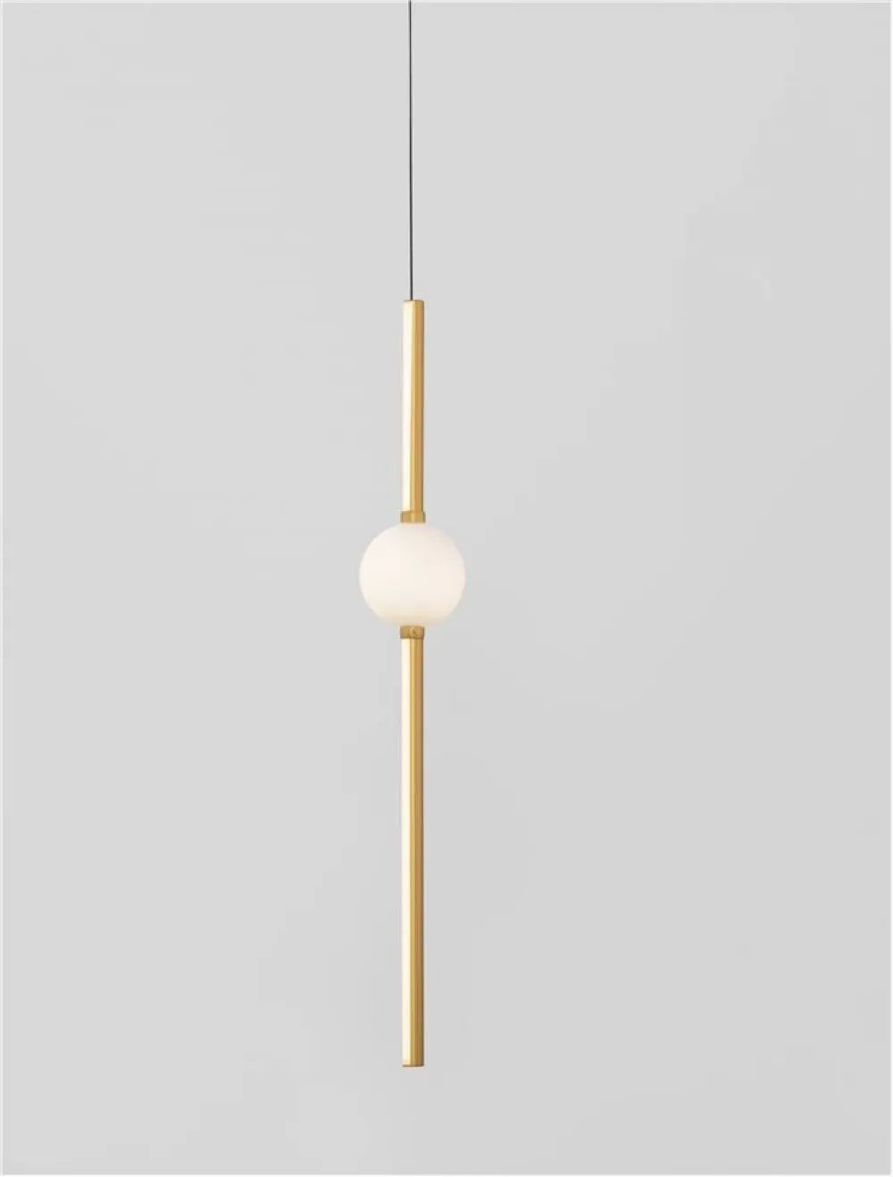 Pendul structura din Aluminiu Negru/Auriu si abajur din Sticla Alb H120xL10.5cm IP20 13W 1130lm 3000k ACROBAT