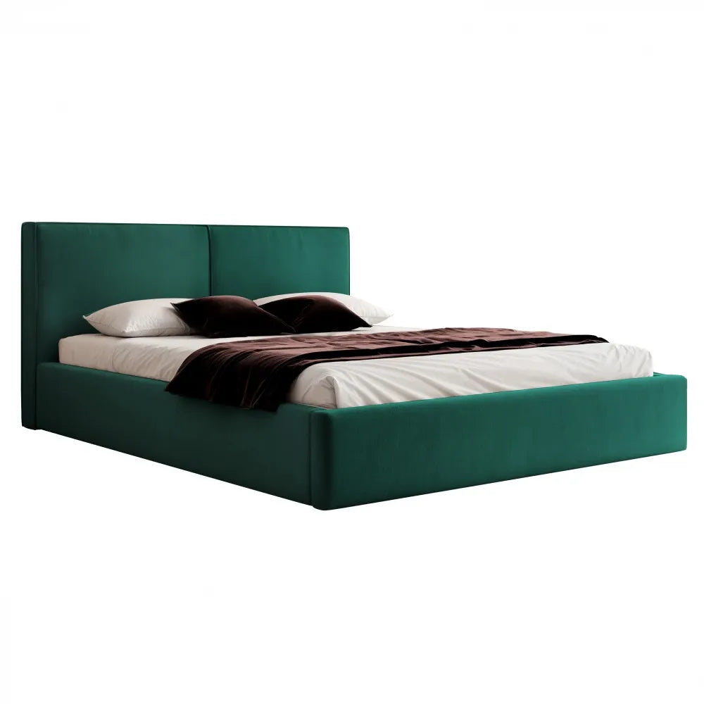 Pat 180 x 200 tapitat cu Catifea Dream velvet Verde smarald Noma