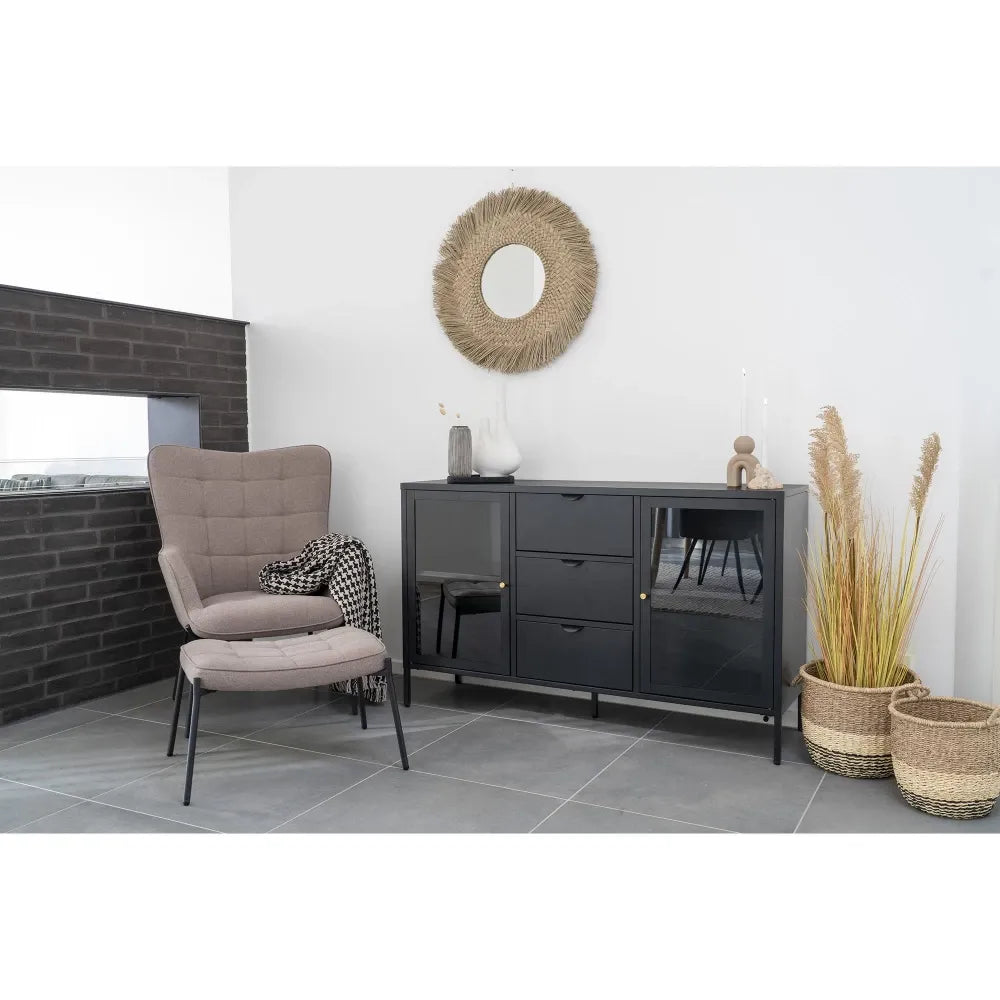 Patura din Textil Negru/Bej 180x130cm Side