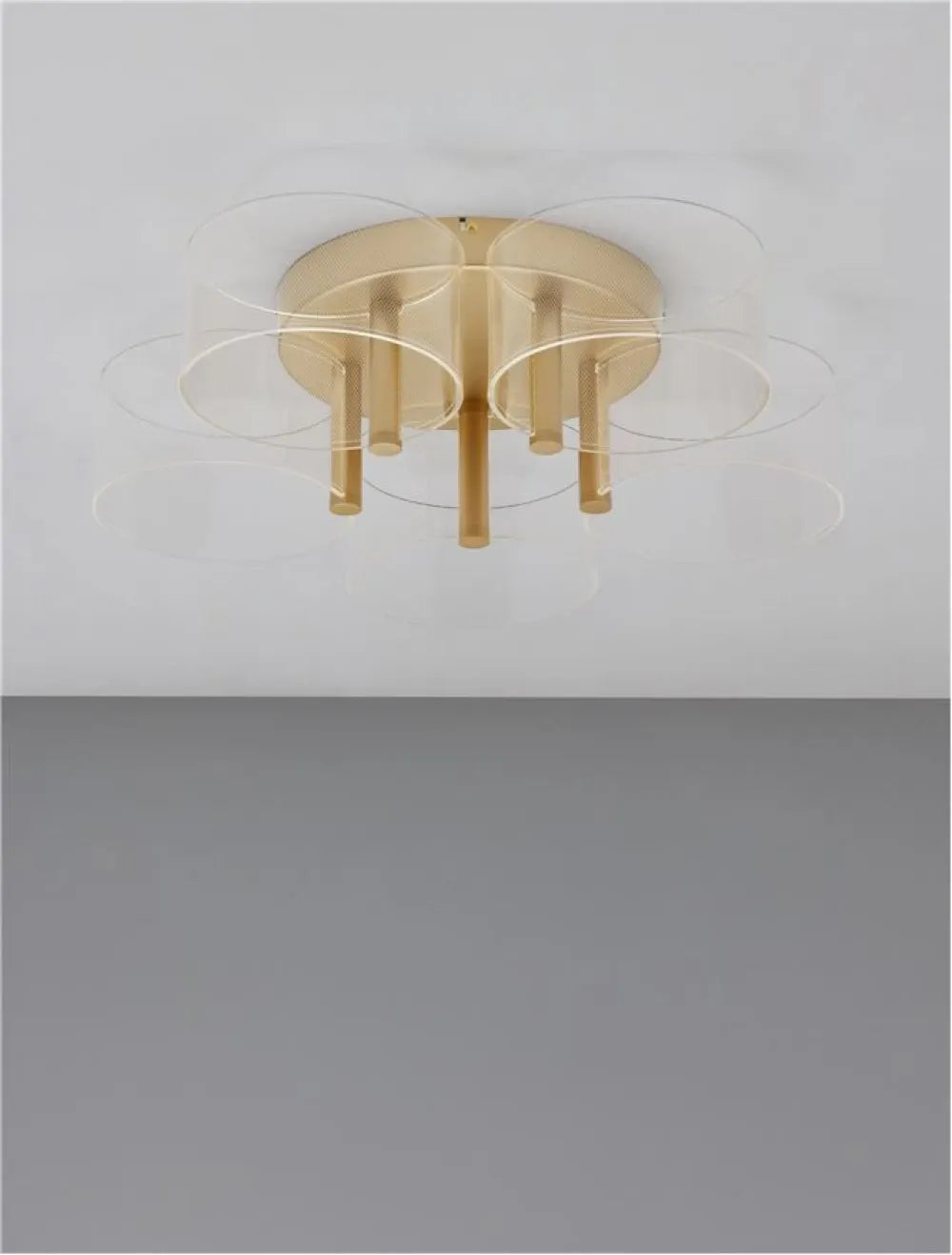 Plafoniera structura din Metal Auriu si abajur din Acrilic Transparent H15.6xL56cm IP20 27W 1306lm 3000k GATLIN