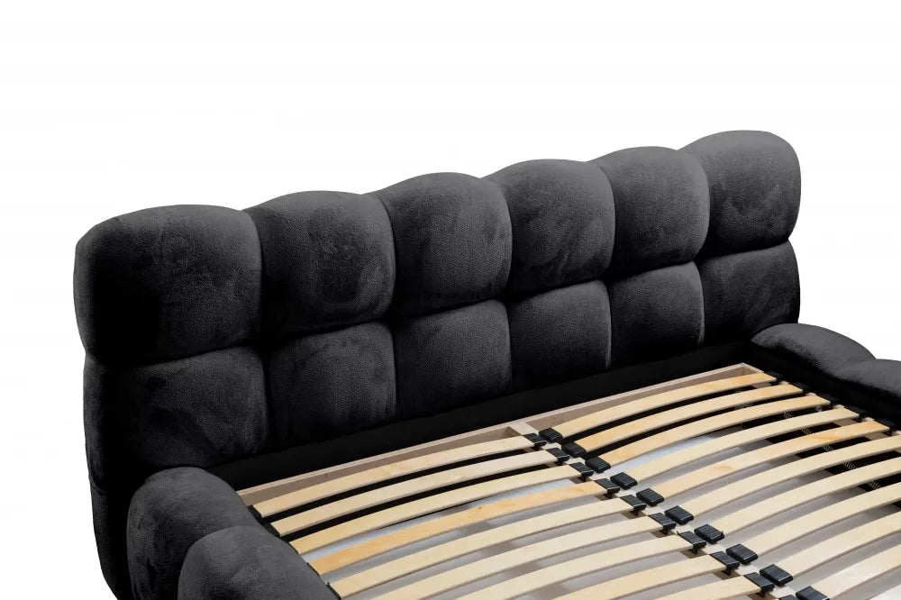 Pat 180x200cm tapitat cu Chenille Negru Boston