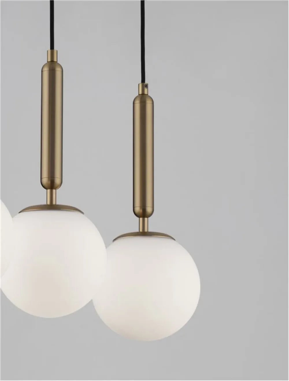 Lustra structura din Metal Negru/Auriu si abajur din Sticla Alb H155xL60cm IP20 MONET
