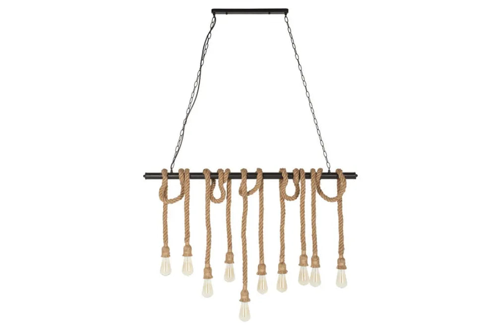 Lustra din Metal Negru si Funie Maro L120xH62cm SEVEN SEAS II