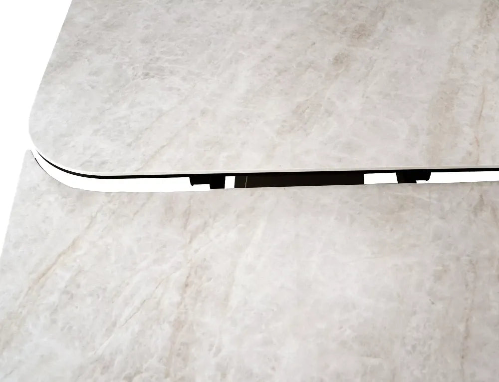 Masa extensibila din Metal Cupru si Sticla securizata+Ceramica Bej mat L160-240xH76cm Infinity