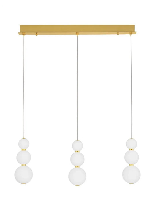Candelabru structura din Metal Auriu si abajur din Sticla Alb H150xL70cm IP20 24W 2264lm 3000k PERLA