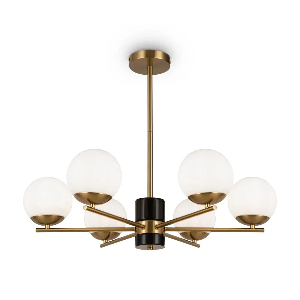 Lustra din Metal si Sticla Alama/Alb H56xD67cm 60W Marble