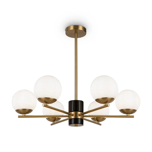 Lustra din Metal si Sticla Alama/Alb H56xD67cm 60W Marble