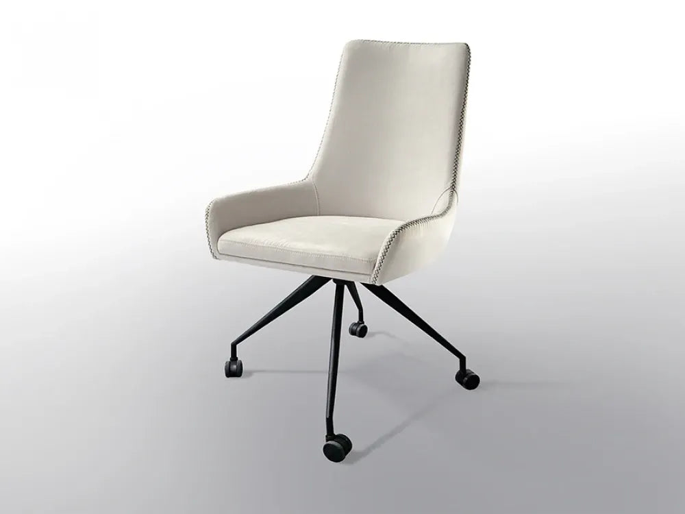 Scaun de birou din Metal Negru si Textil Alb L53xH88cm Diane