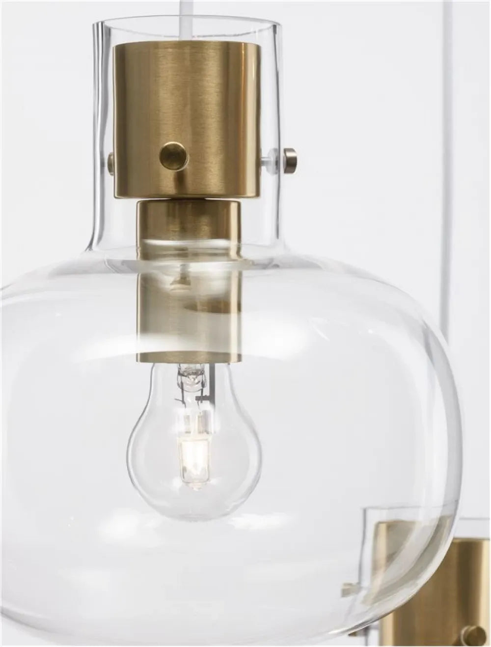 Lustra structura din Metal Alama si abajur din Sticla Transparent H178xL30cm IP20 CINZIA