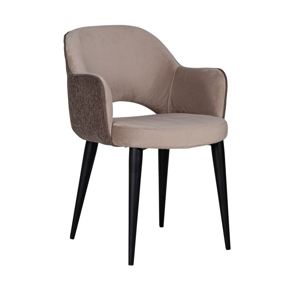 Scaun cu brate din Catifea si Metal Bej/Negru H85.5xL58xA63cm Giovanna Richmond Interiors