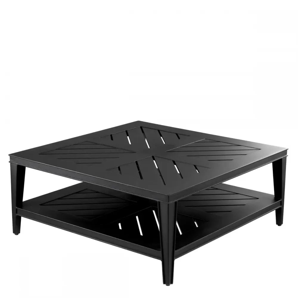 Masuta de cafea patrata pentru exterior din Metal Negru H42xL100cm Bell Rive Eichholtz