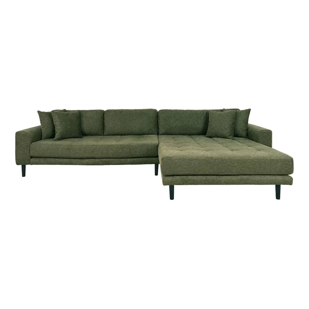 Coltar orientare dreapta cu picioare din Lemn de fag Negru tapitat cu Stofa Verde L290xH76cm Lido