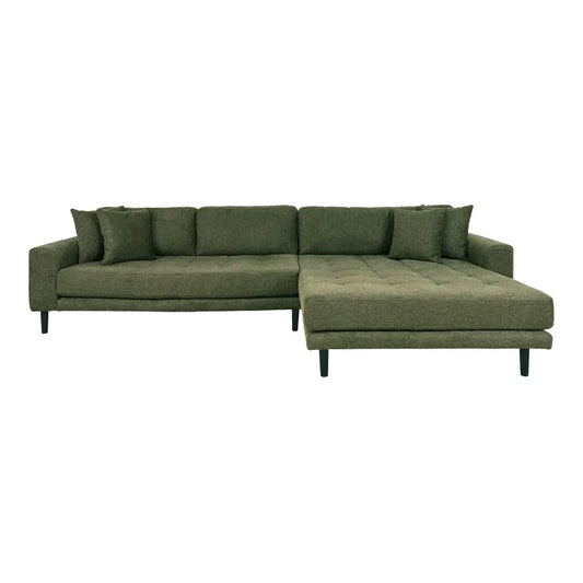 Coltar orientare dreapta cu picioare din Lemn de fag Negru tapitat cu Stofa Verde L290xH76cm Lido