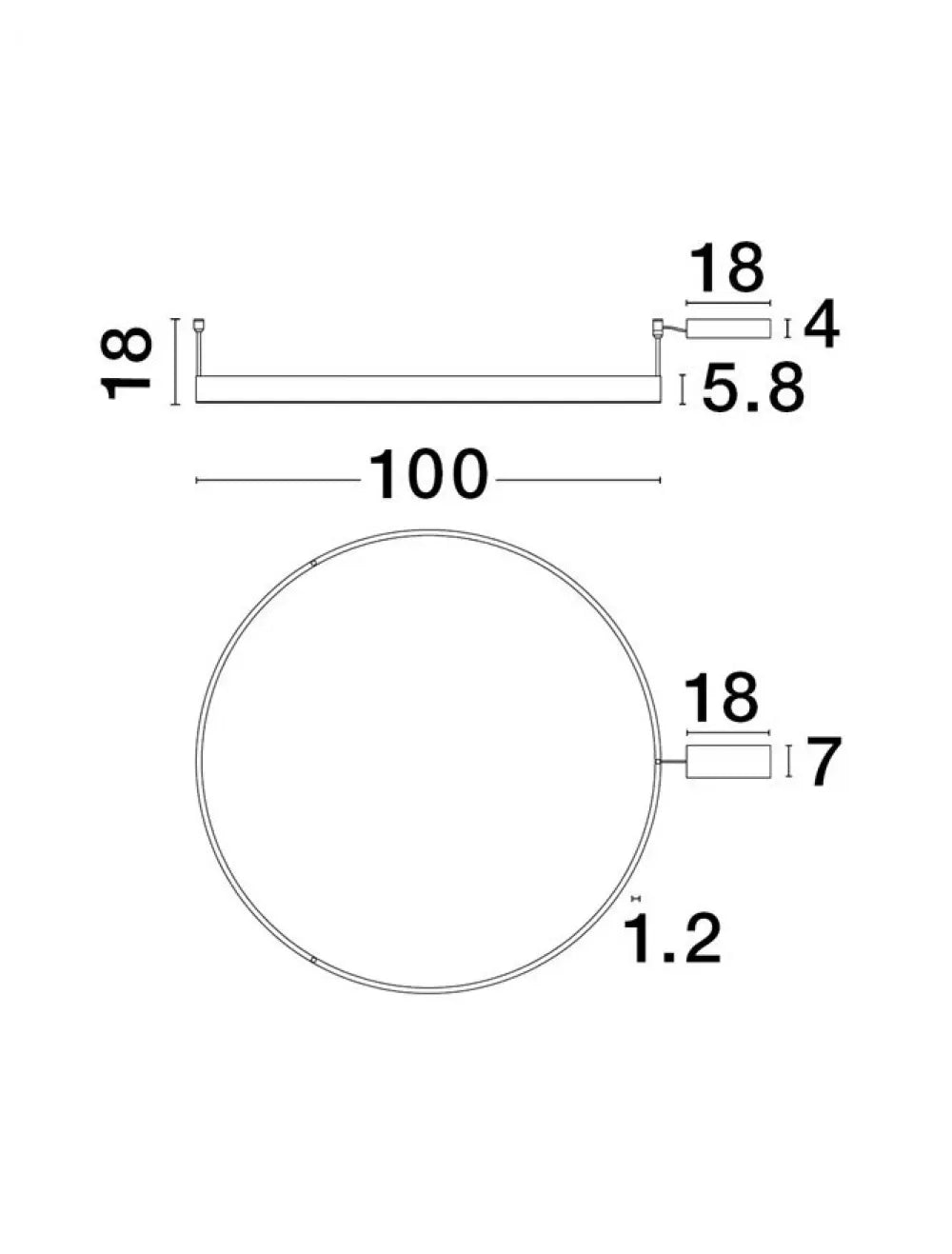 Plafoniera structura din Aluminiu Alb si abajur din Acrilic  H18xL100cm IP20 60W 4552lm 3000k MOTIF