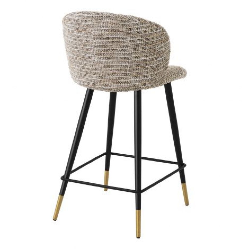 Scaun de insula tapitat cu Material Textil Bej cu picioare din Metal Negru/Auriu H93xL51xA54cm Volante