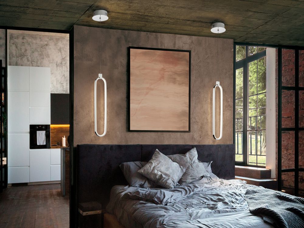 Pendul cu inaltime reglabila din Metal Argintiu cu LED D13xH150cm Colette