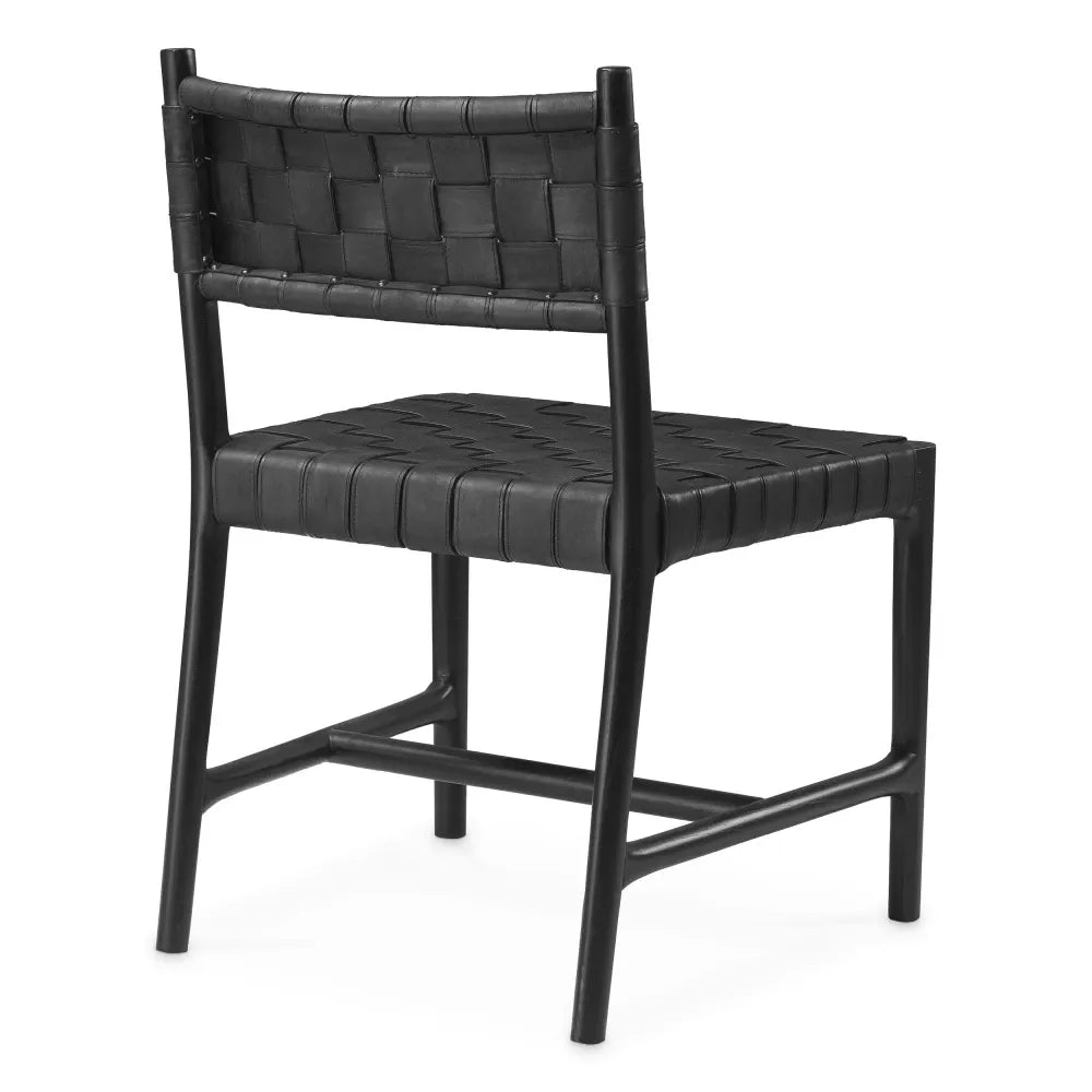 Scaun tapitat cu Piele naturala Negru L58xA59.5xH85cm Tiberio Eichholtz